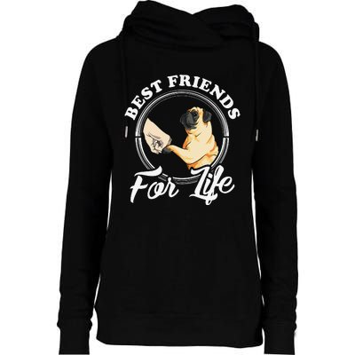 Pug Dog Lover Design Best Friends For Life Funny Pug Womens Funnel Neck Pullover Hood