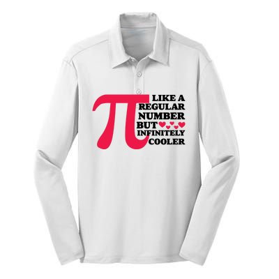 Pi Day Like A Regular Number But Infinitely Cooler Funny Silk Touch Performance Long Sleeve Polo