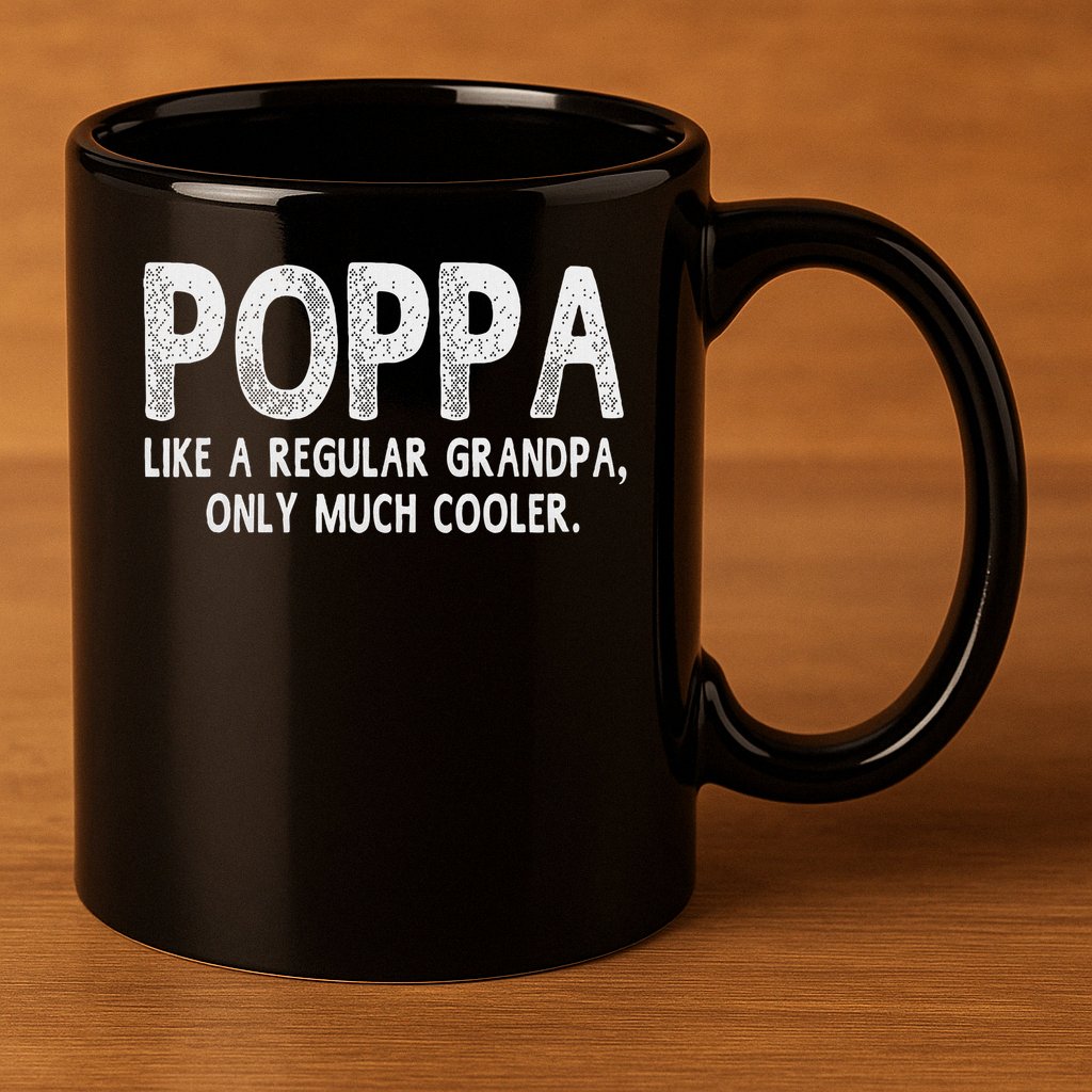 Poppa Definition Like Regular Grandpa Only Cooler Funny 11oz C Handle Ceramic Mug