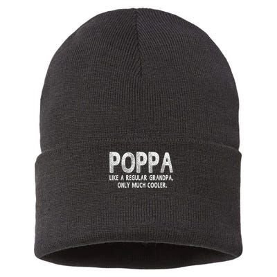 Poppa Definition Like Regular Grandpa Only Cooler Funny Sustainable Knit Beanie