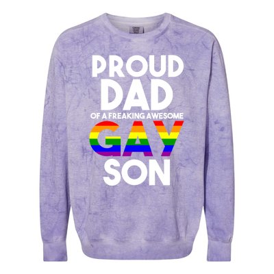 Proud Dad Lgbtq Ally Gift Free Dad Hugs Pride Gay Son Funny Gift Colorblast Crewneck Sweatshirt