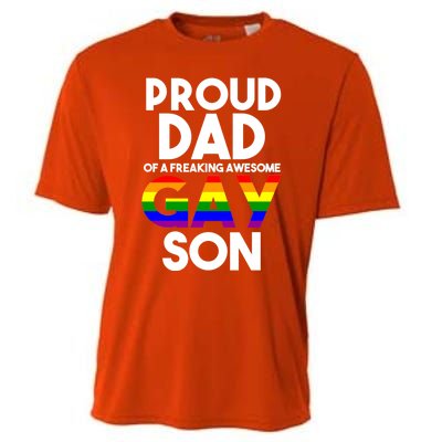 Proud Dad Lgbtq Ally Gift Free Dad Hugs Pride Gay Son Funny Gift Cooling Performance Crew T-Shirt