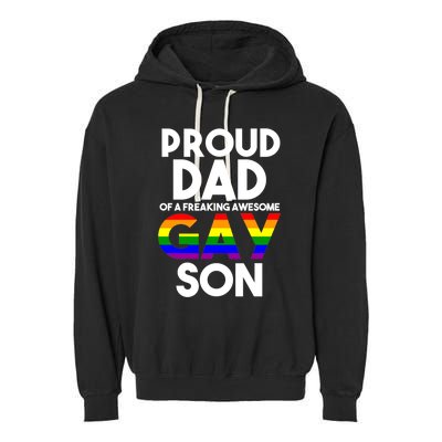 Proud Dad Lgbtq Ally Gift Free Dad Hugs Pride Gay Son Funny Gift Garment-Dyed Fleece Hoodie