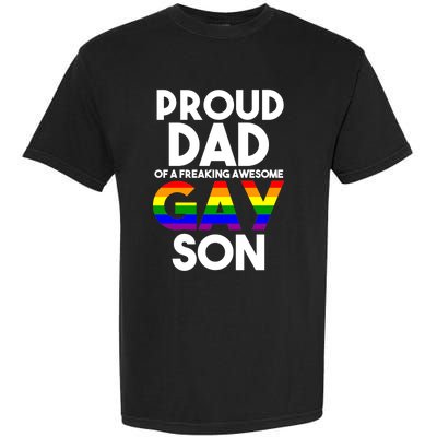 Proud Dad Lgbtq Ally Gift Free Dad Hugs Pride Gay Son Funny Gift Garment-Dyed Heavyweight T-Shirt