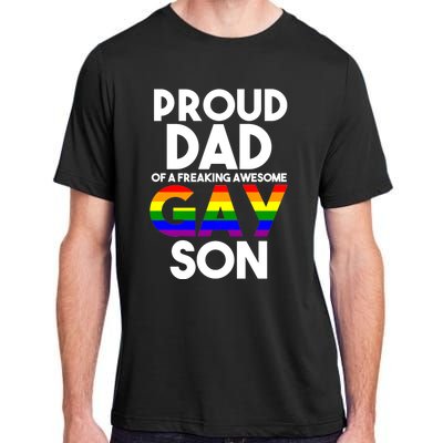 Proud Dad Lgbtq Ally Gift Free Dad Hugs Pride Gay Son Funny Gift Adult ChromaSoft Performance T-Shirt