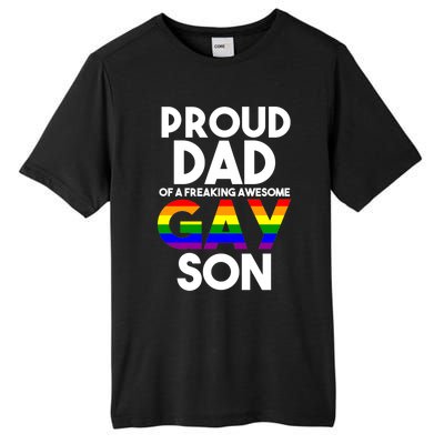 Proud Dad Lgbtq Ally Gift Free Dad Hugs Pride Gay Son Funny Gift Tall Fusion ChromaSoft Performance T-Shirt