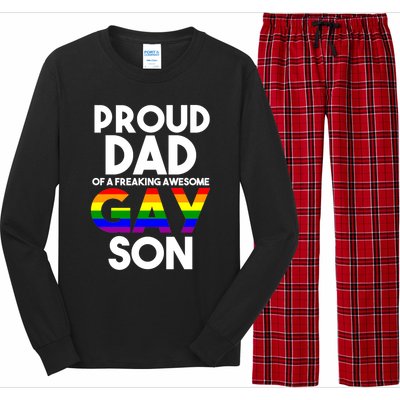 Proud Dad Lgbtq Ally Gift Free Dad Hugs Pride Gay Son Funny Gift Long Sleeve Pajama Set