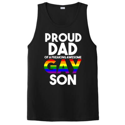 Proud Dad Lgbtq Ally Gift Free Dad Hugs Pride Gay Son Funny Gift PosiCharge Competitor Tank