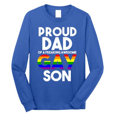 Proud Dad Lgbtq Ally Gift Free Dad Hugs Pride Gay Son Funny Gift Long Sleeve Shirt