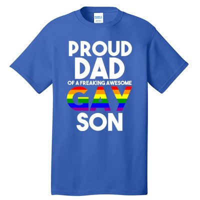 Proud Dad Lgbtq Ally Gift Free Dad Hugs Pride Gay Son Funny Gift Tall T-Shirt