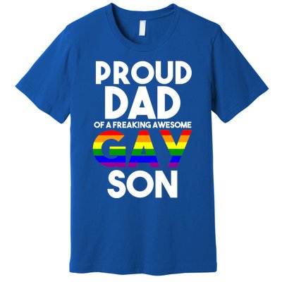 Proud Dad Lgbtq Ally Gift Free Dad Hugs Pride Gay Son Funny Gift Premium T-Shirt