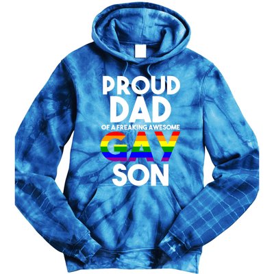 Proud Dad Lgbtq Ally Gift Free Dad Hugs Pride Gay Son Funny Gift Tie Dye Hoodie