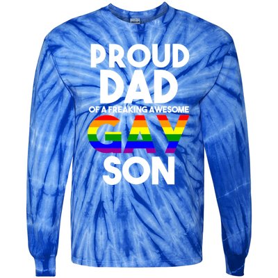 Proud Dad Lgbtq Ally Gift Free Dad Hugs Pride Gay Son Funny Gift Tie-Dye Long Sleeve Shirt