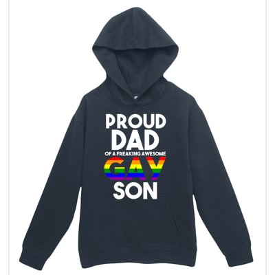 Proud Dad Lgbtq Ally Gift Free Dad Hugs Pride Gay Son Funny Gift Urban Pullover Hoodie