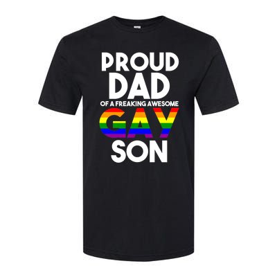 Proud Dad Lgbtq Ally Gift Free Dad Hugs Pride Gay Son Funny Gift Softstyle CVC T-Shirt