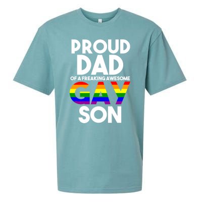 Proud Dad Lgbtq Ally Gift Free Dad Hugs Pride Gay Son Funny Gift Sueded Cloud Jersey T-Shirt