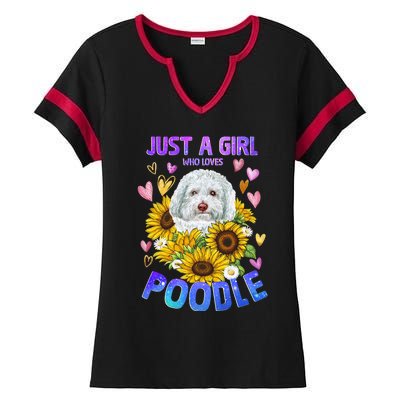 Poodle Dog Lover Funny Cute Puppy Cool Gift Ladies Halftime Notch Neck Tee