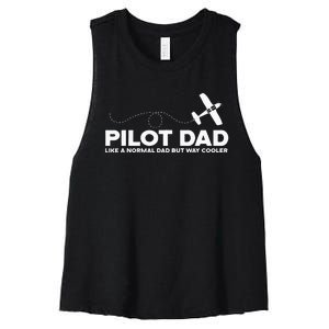 Pilot Dad Like Normal Dad But Cooler Airplane Pilot Dad Women's Racerback Cropped Tank