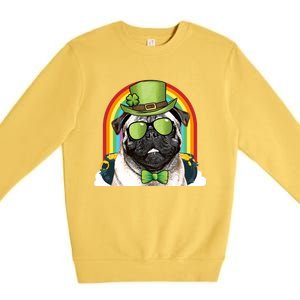 Pug Dog Leprechaun Funny St Patricks Day Cute Gift Premium Crewneck Sweatshirt