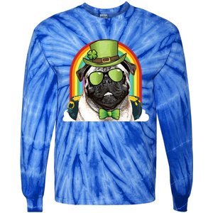 Pug Dog Leprechaun Funny St Patricks Day Cute Gift Tie-Dye Long Sleeve Shirt