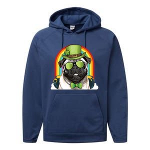 Pug Dog Leprechaun Funny St Patricks Day Cute Gift Performance Fleece Hoodie