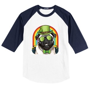 Pug Dog Leprechaun Funny St Patricks Day Cute Gift Baseball Sleeve Shirt