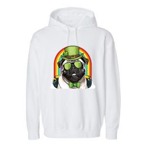 Pug Dog Leprechaun Funny St Patricks Day Cute Gift Garment-Dyed Fleece Hoodie