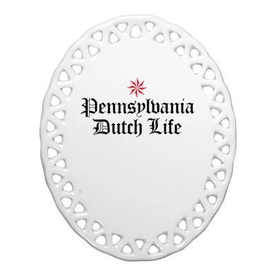 Pennsylvania Dutch Life Hex Sign Ceramic Oval Ornament