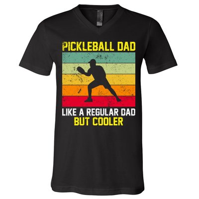 Pickleball Dad Like A Regular Dad But Cooler Vintage Retro V-Neck T-Shirt