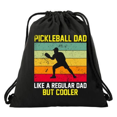 Pickleball Dad Like A Regular Dad But Cooler Vintage Retro Drawstring Bag