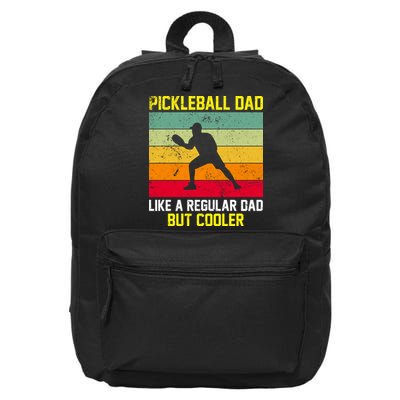 Pickleball Dad Like A Regular Dad But Cooler Vintage Retro 16 in Basic Backpack