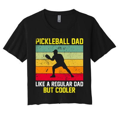 Pickleball Dad Like A Regular Dad But Cooler Vintage Retro Crop Top