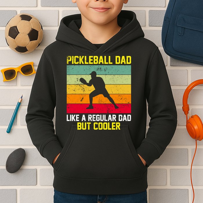 Pickleball Dad Like A Regular Dad But Cooler Vintage Retro Kids Hoodie