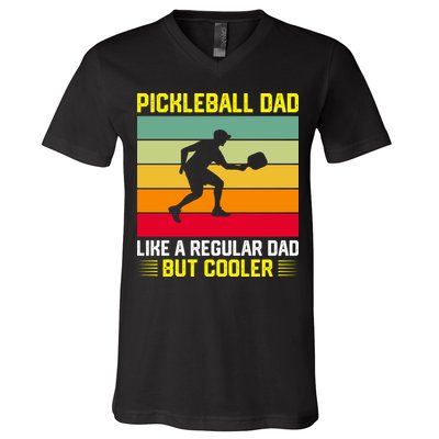 Pickleball Dad Like A Regular Dad But Cooler Vintage Retro V-Neck T-Shirt