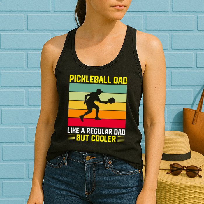 Pickleball Dad Like A Regular Dad But Cooler Vintage Retro Womens Tank Top