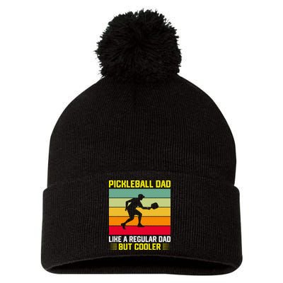 Pickleball Dad Like A Regular Dad But Cooler Vintage Retro Pom Pom 12in Knit Beanie