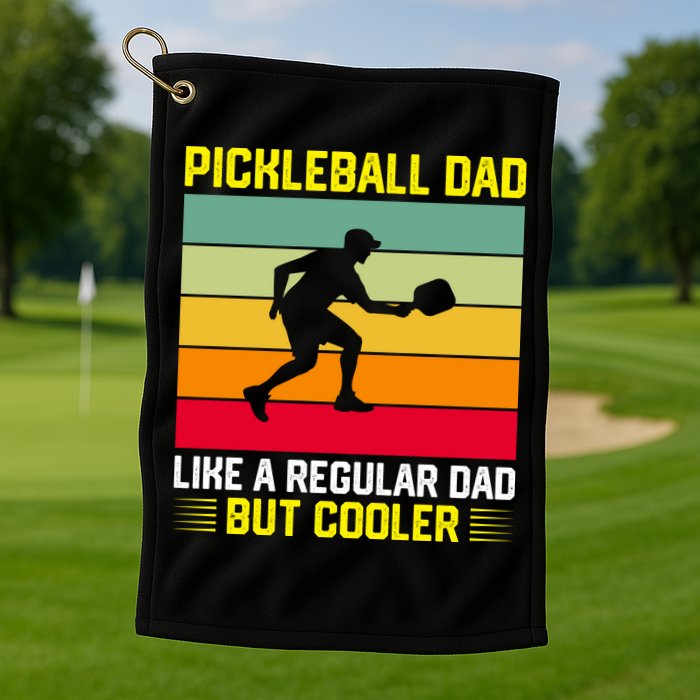 Pickleball Dad Like A Regular Dad But Cooler Vintage Retro Golf Towel