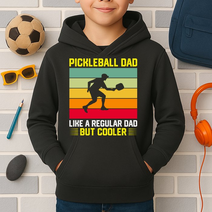 Pickleball Dad Like A Regular Dad But Cooler Vintage Retro Kids Hoodie