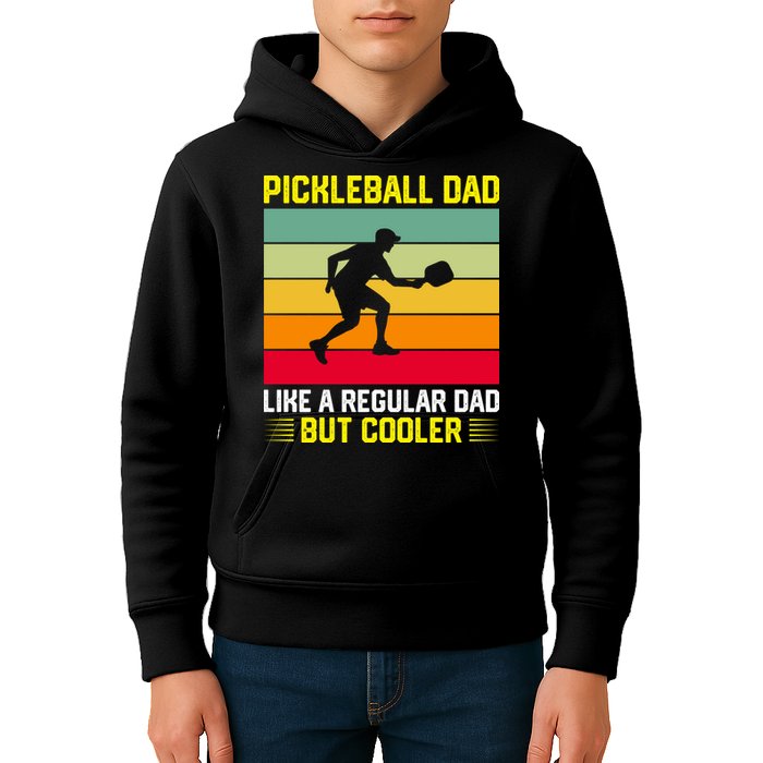 Pickleball Dad Like A Regular Dad But Cooler Vintage Retro Kids Hoodie