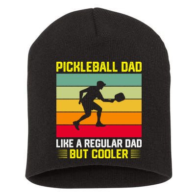 Pickleball Dad Like A Regular Dad But Cooler Vintage Retro Short Acrylic Beanie
