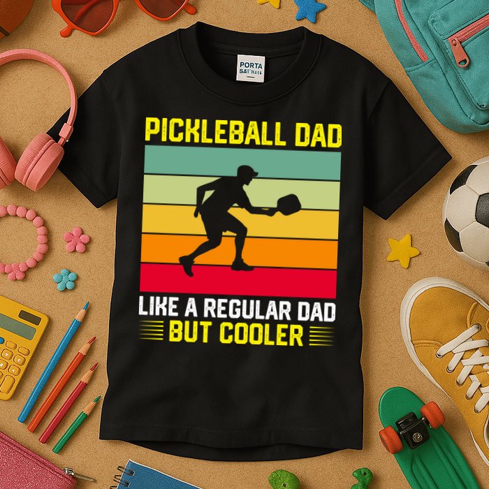 Pickleball Dad Like A Regular Dad But Cooler Vintage Retro Kids T-Shirt