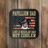 Papillion Dad Like A Regular Dad But Cooler Dog Dad Coaster