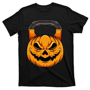 Pumpkin Dumbbell Lazy Halloween Costume Workout Gym Lover T-Shirt