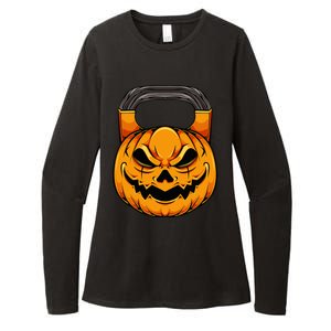 Pumpkin Dumbbell Lazy Halloween Costume Workout Gym Lover Womens CVC Long Sleeve Shirt