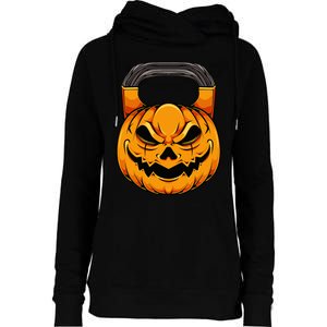 Pumpkin Dumbbell Lazy Halloween Costume Workout Gym Lover Womens Funnel Neck Pullover Hood