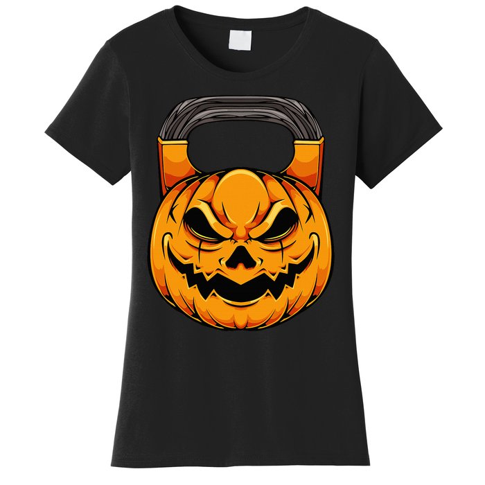 Pumpkin Dumbbell Lazy Halloween Costume Workout Gym Lover Women's T-Shirt