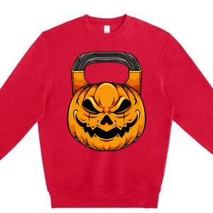 Pumpkin Dumbbell Lazy Halloween Costume Workout Gym Lover Premium Crewneck Sweatshirt