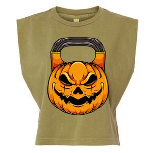 Pumpkin Dumbbell Lazy Halloween Costume Workout Gym Lover Garment-Dyed Women's Muscle Tee