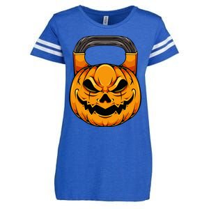 Pumpkin Dumbbell Lazy Halloween Costume Workout Gym Lover Enza Ladies Jersey Football T-Shirt