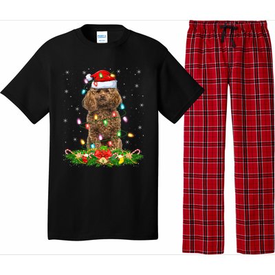 Poodle Dog Lover Lighting Xmas Santa Poodle Christmas Gift Pajama Set